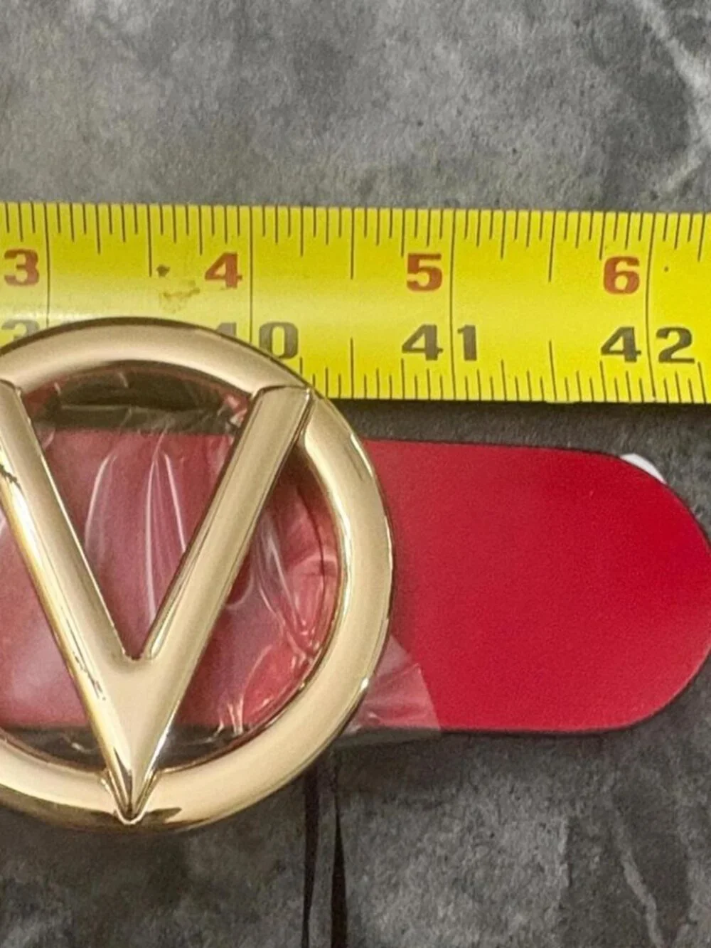 Mario Valentino Lipstick Red Belt Gold V Buckle Medium NEW     (Wider than Baby)